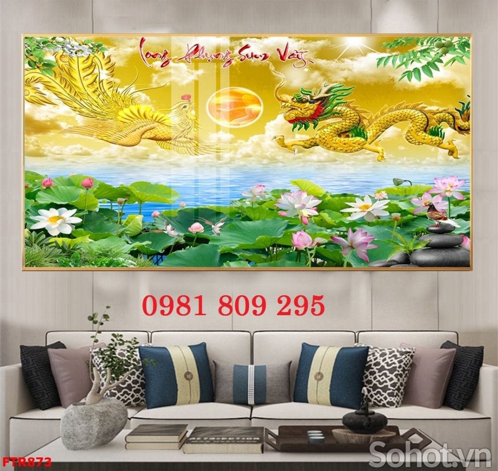 Tranh gạch 3d rồng vàng ốp tường HDN888