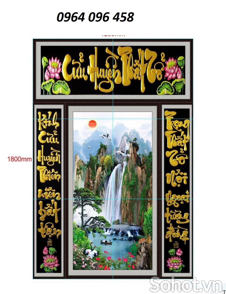 Tranh gạch 3d trang trí phòng thờ - HBBV44