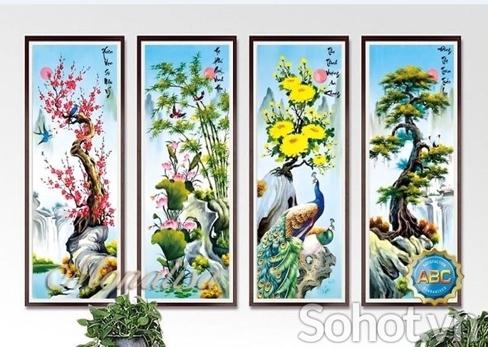 Tranh gạch 3d ốp tường tứ quý - 800MC