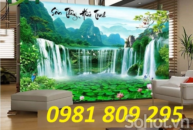 tranh gạch 3d phong cảnh câu đối