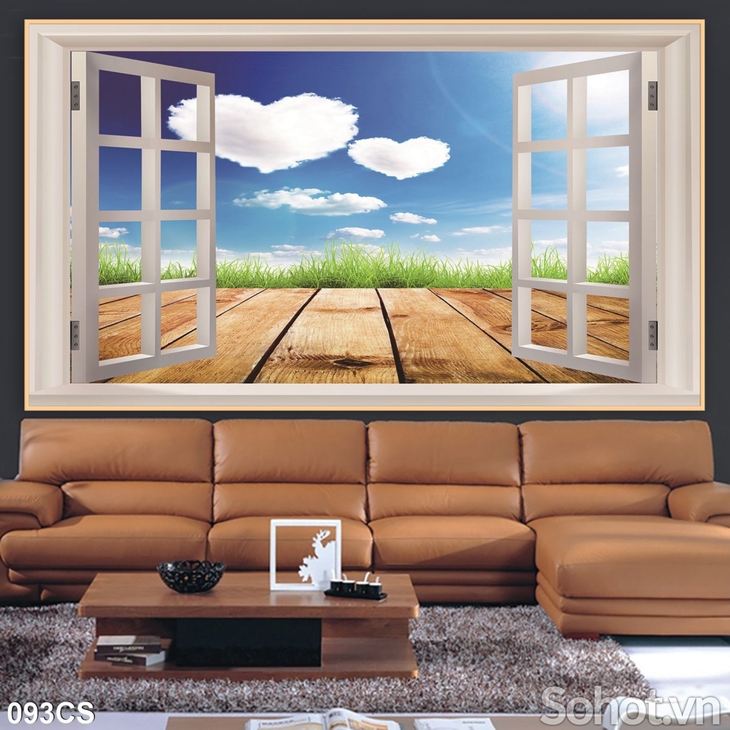 Tranh cửa sổ phong cảnh 3D cao cấp- tranh ốp tường
