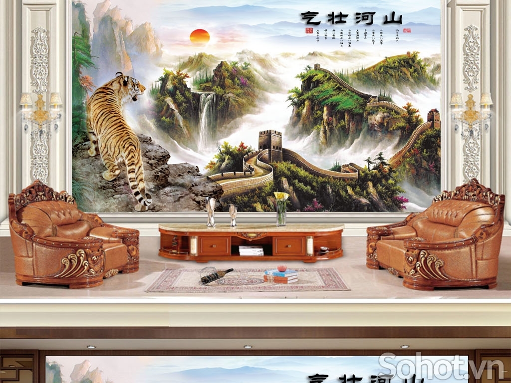 Gạch tranh 3d con hổ - tranh gạch 3d ốp tường - DSA09