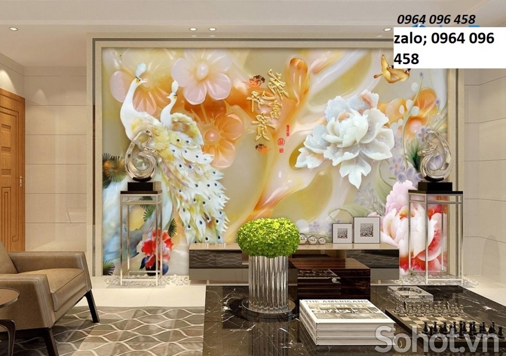 Tranh gạch trang trí phòng khách 3d - X433