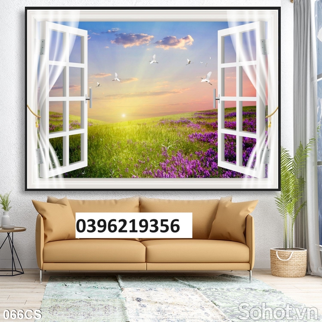 Tranh gạch hình cửa sổ đẹp 3d trang trí