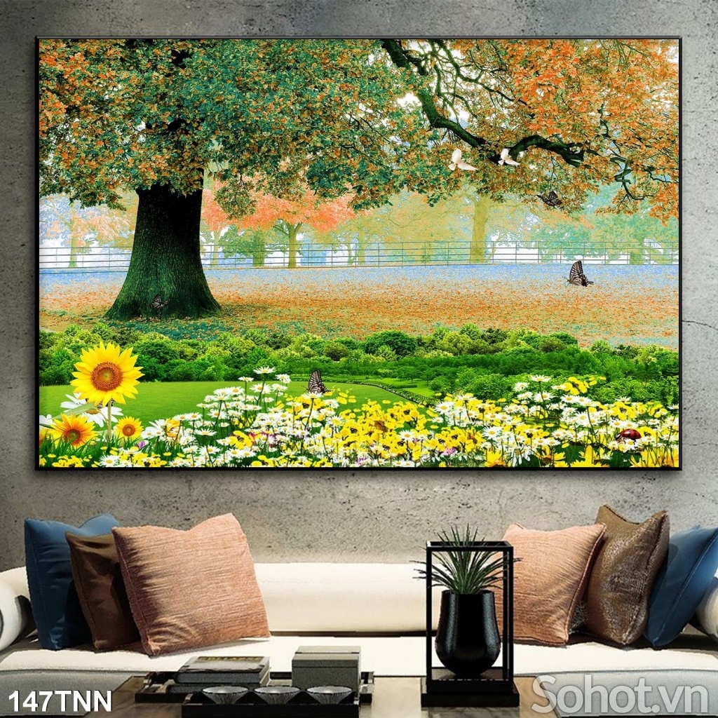 Tranh gạch trang trí phòng khách đẹp