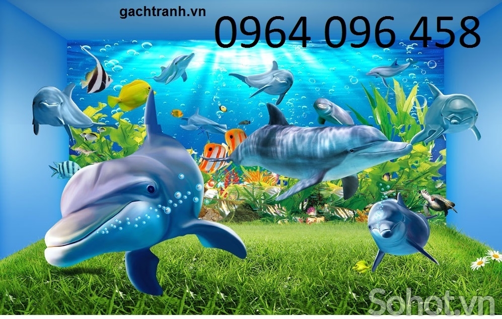Tranh gạch 3d cá heo 543SM