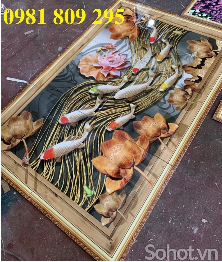 Gạch tranh 3d - tranh 3d cá chép phong thủy