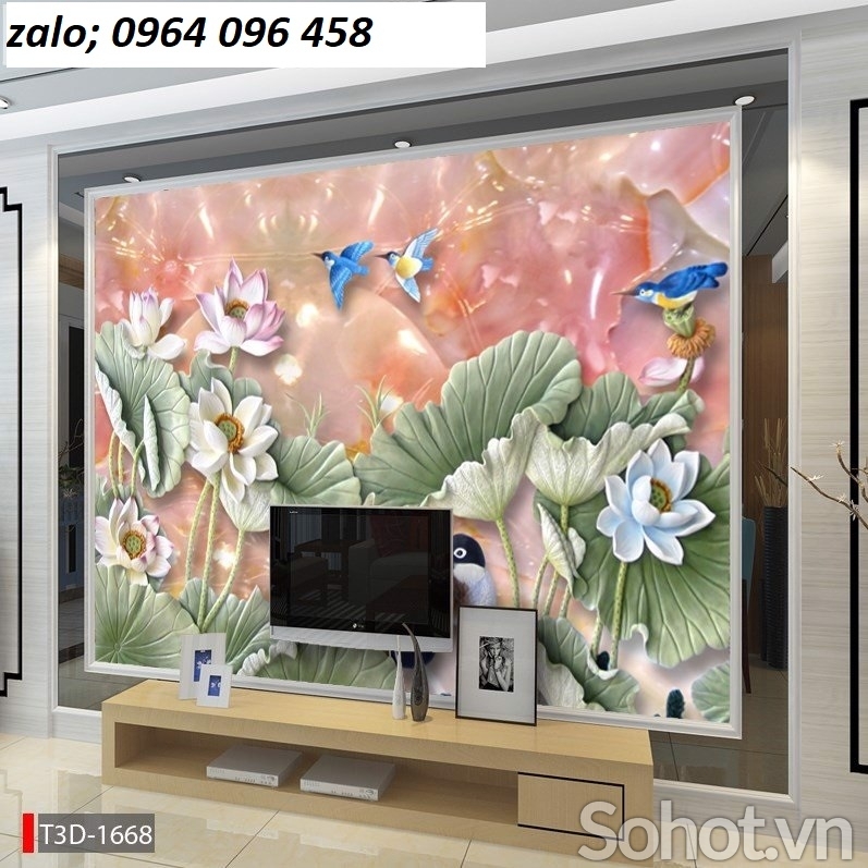 Tranh gạch ốp tường 3d hoa sen - CNNM9