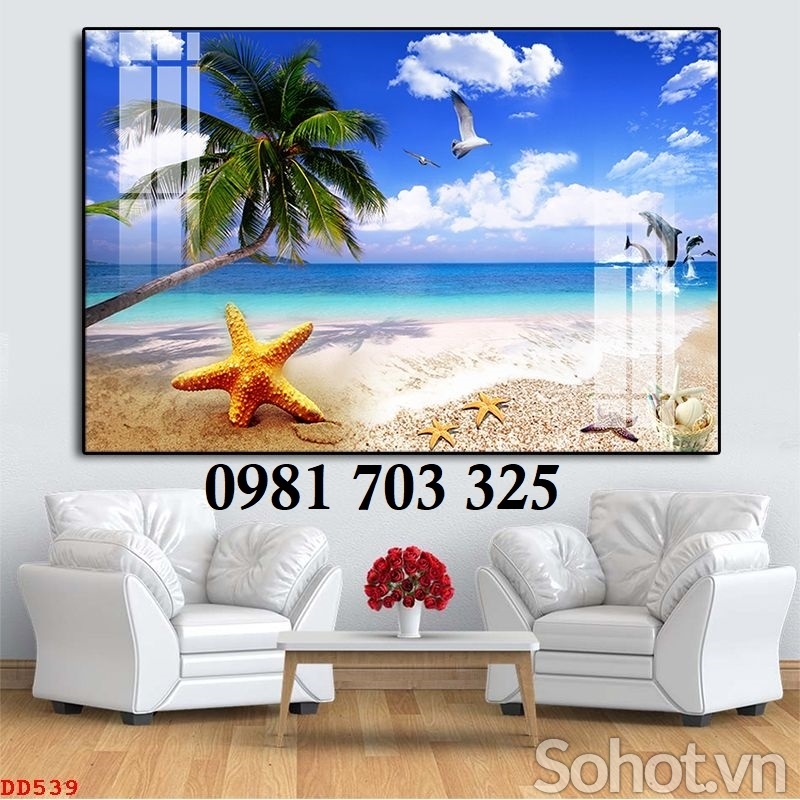 Gạch tranh phong cảnh biển trang trí tường