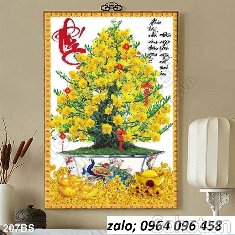 Tranh cây mai 3d - tranh gạch 3d cây mai - 777C0