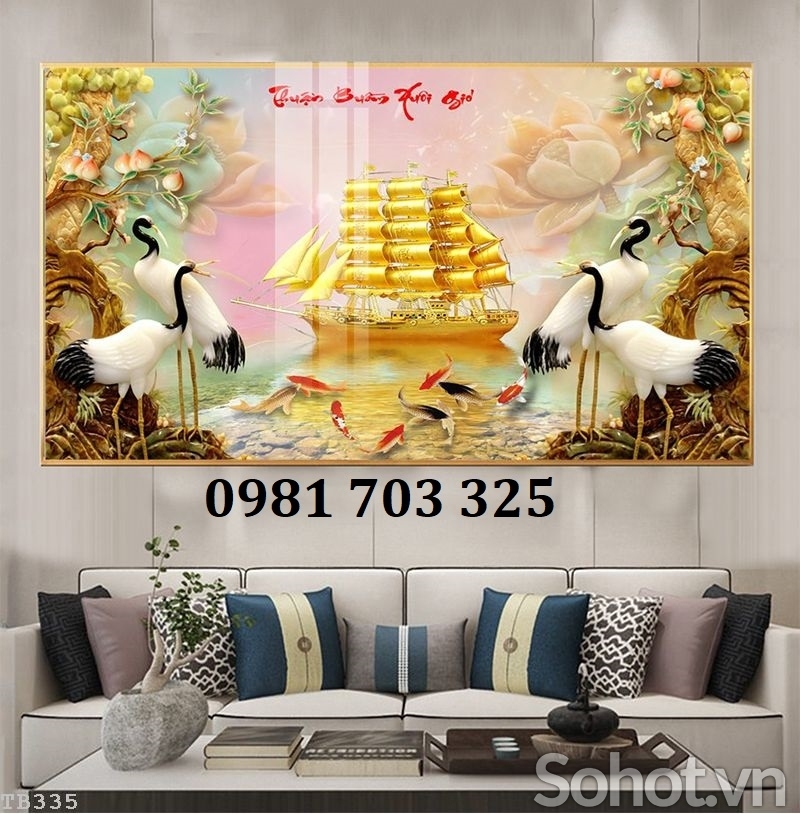 Gạch tranh thuyền buồm đẹp