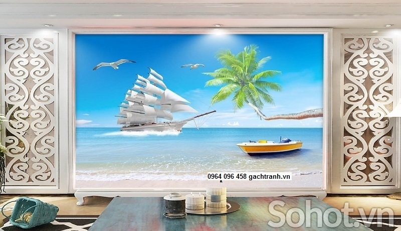 Tranh gạch 3d thuyền buồm - JHG44