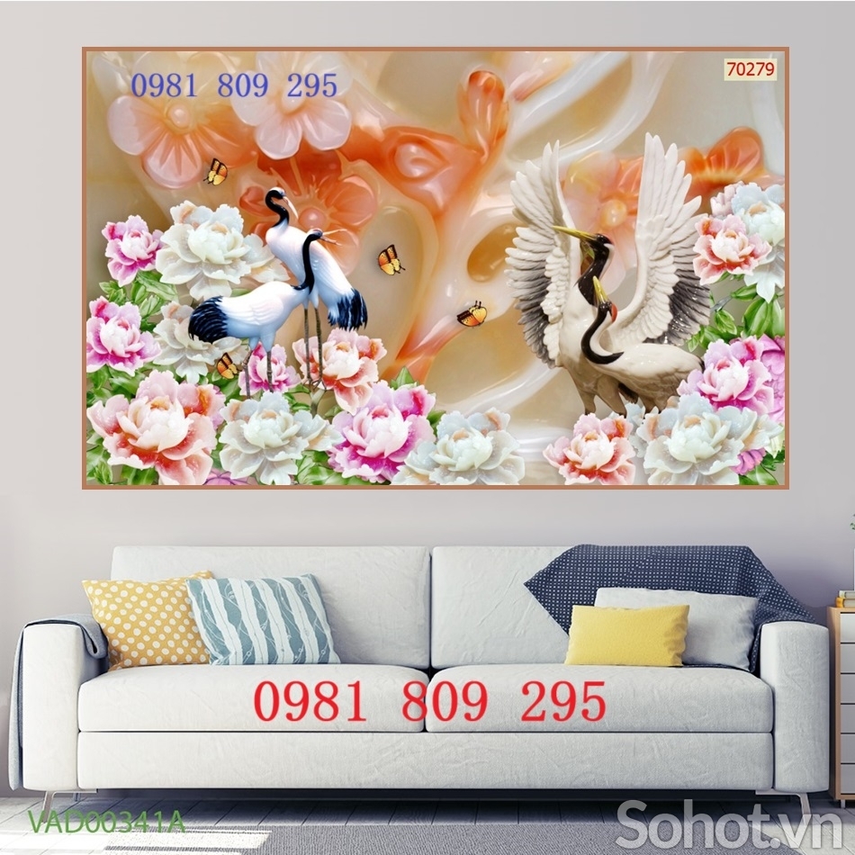 Tranh gạch men chim hạc ngọc