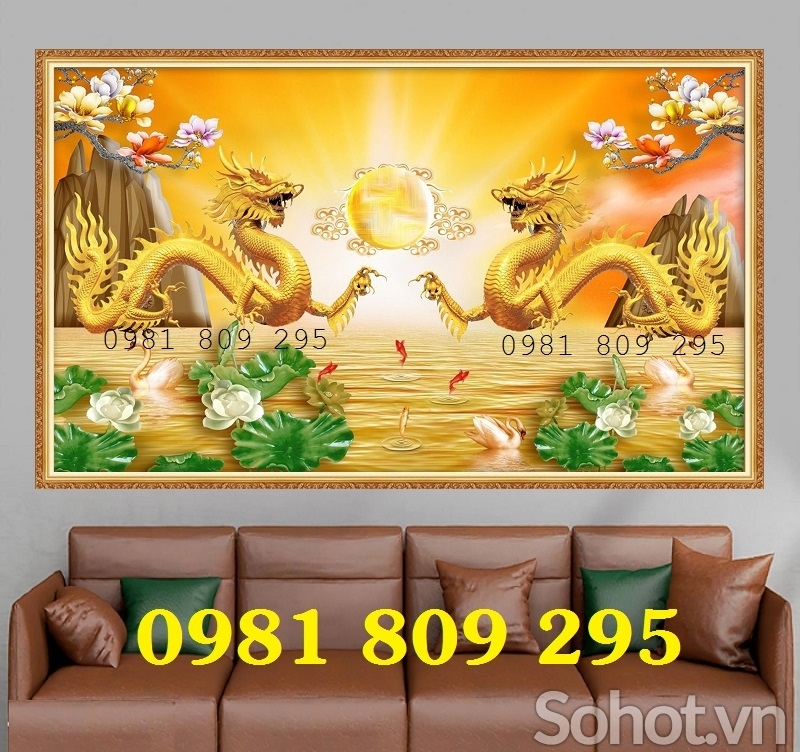 Tranh gạch rồng vàng