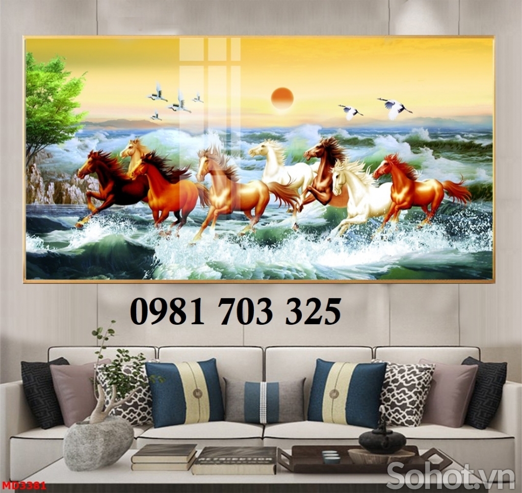 Tranh bát mã, gạch trranh phong thủy 3D