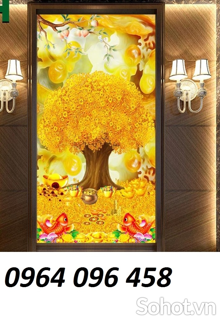 tranh gạch 3d cây tiền vàng - DL99