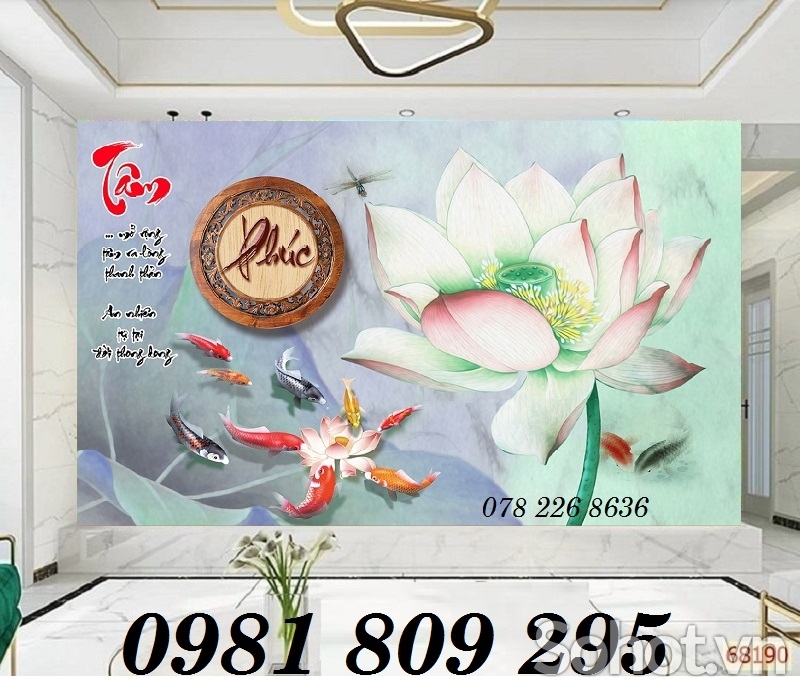 Tranh gạch - gạch trang trí hoa sen