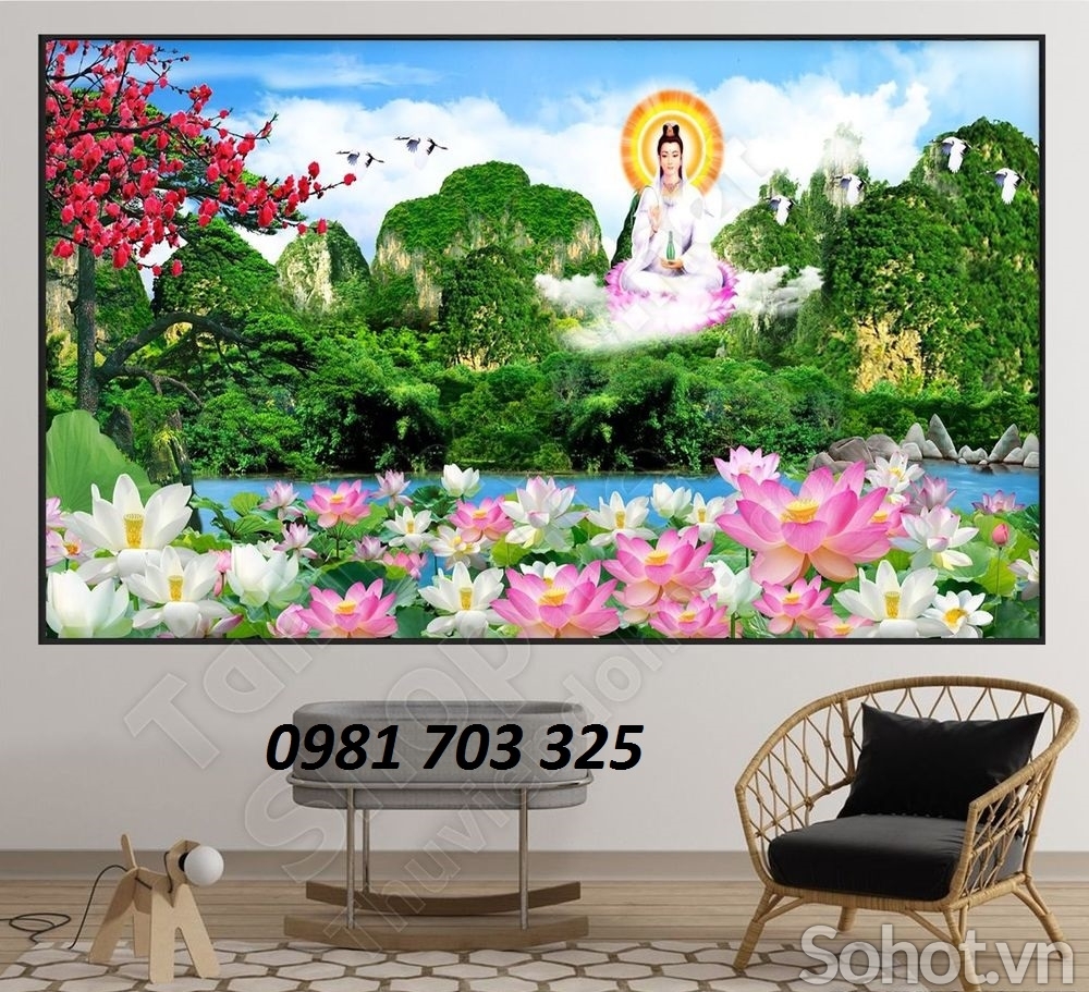 tranh gạch hoa sen 3D- tranh trang trí tường