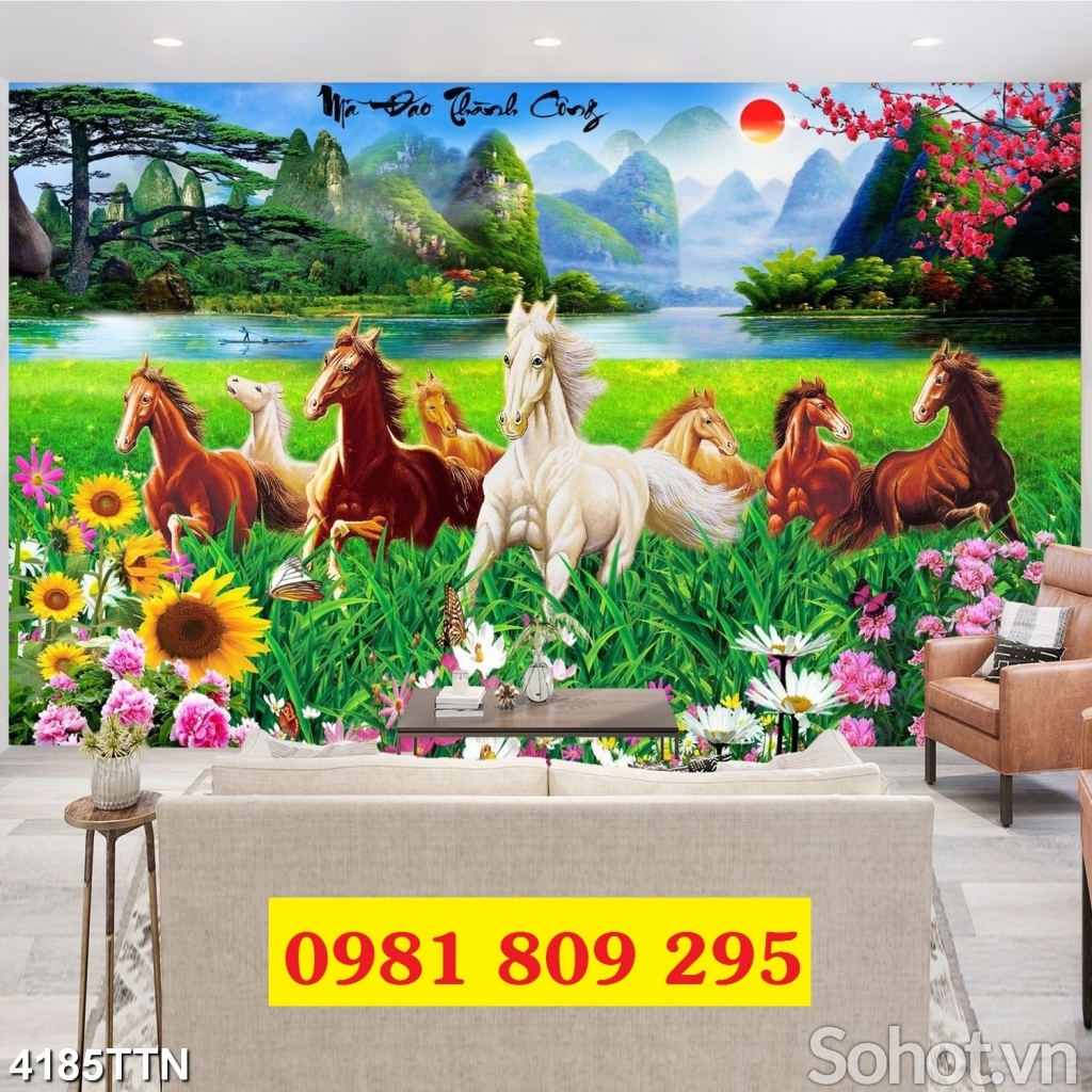 Gạch tranh ngựa mã đáo thành công HP8885