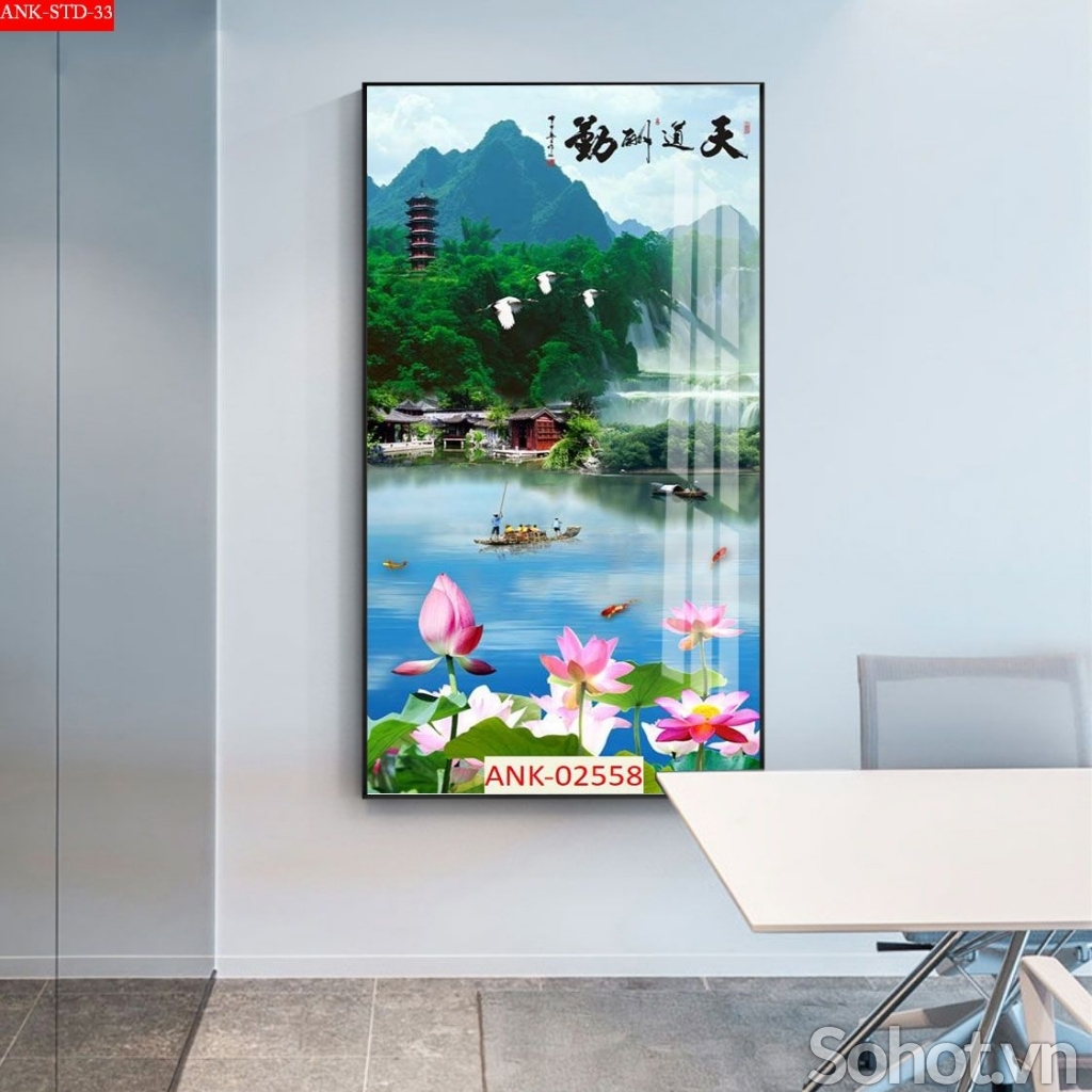 Gạch tranh 3d ốp tường phong cảnh khổ đứng - XDC21