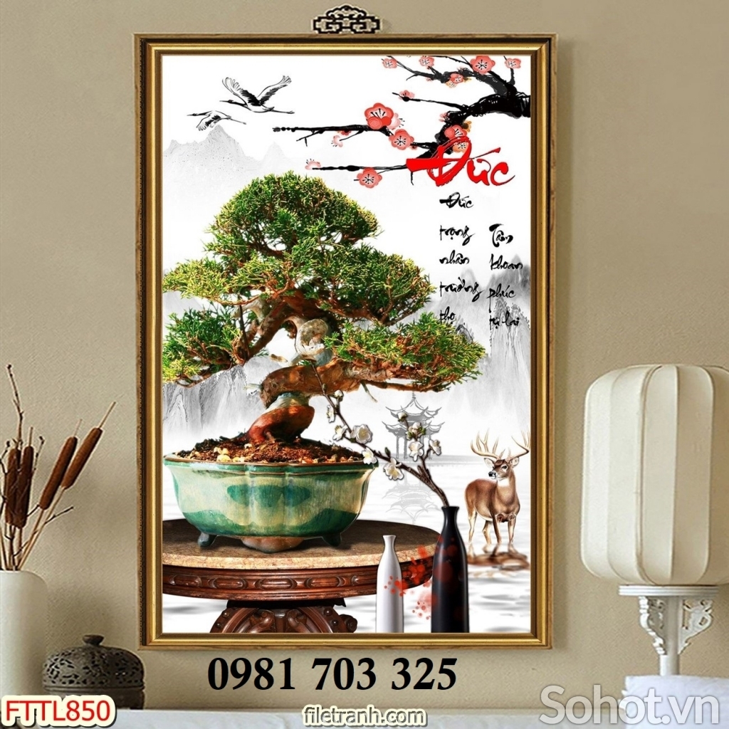 Gạch tranh đẹp hoa mai trang trí