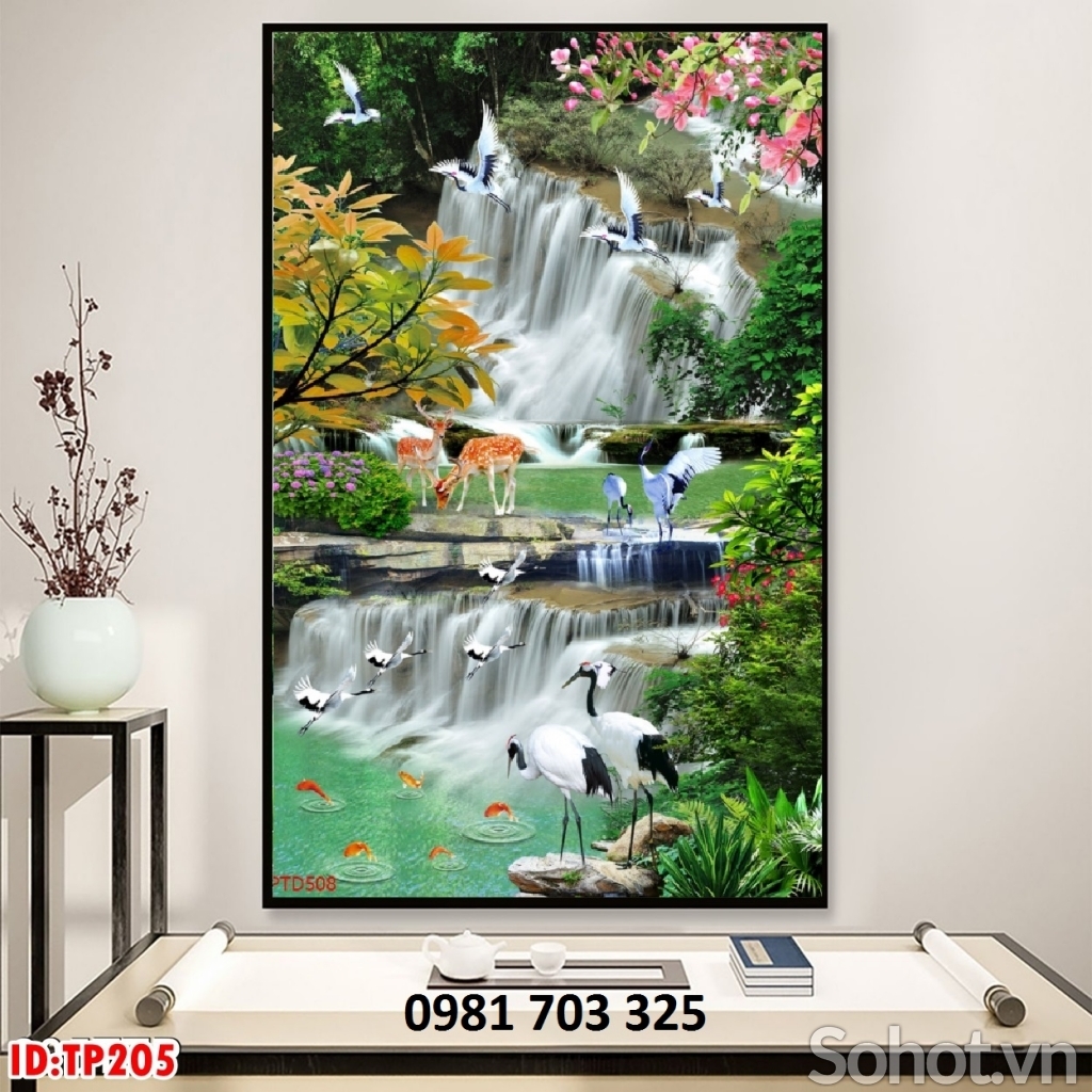 tranh gạch men 3D phong cảnh khổ đứng