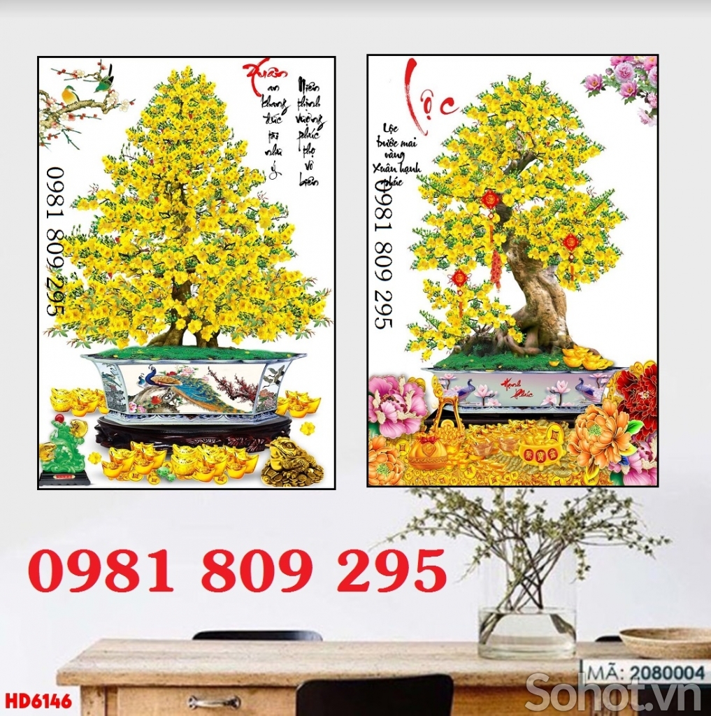 Tranh hoa mai - tranh gạch 3d hoa mai