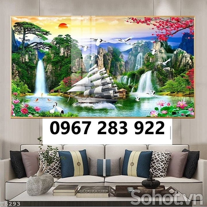 Gạch tranh 3d thuyền buồm ốp tường