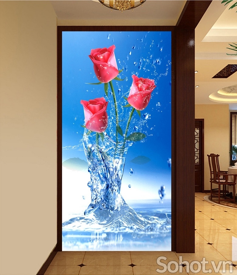 Tranh 3d hoa hồng -tranh gạch 3d hoa hồng - 987CP