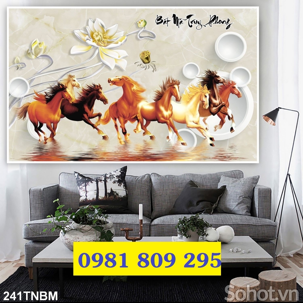 Gạch ốp tường 3d , tranh mã đáo thành công HN9291