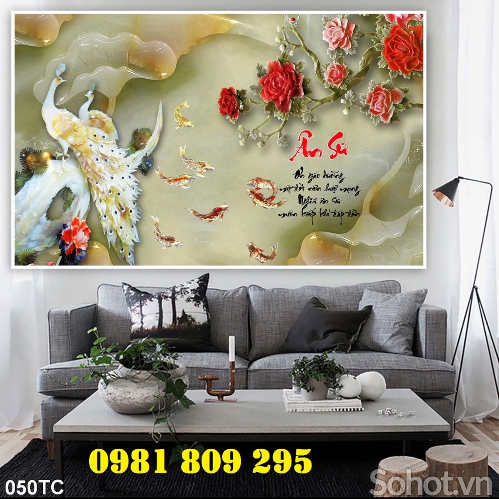 Gạch tranh chim công khổ dọc JHG9