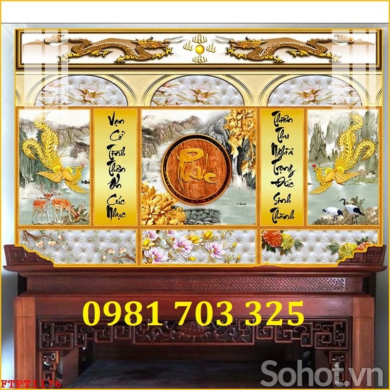 Tranh gạch phòng thờ dán tường