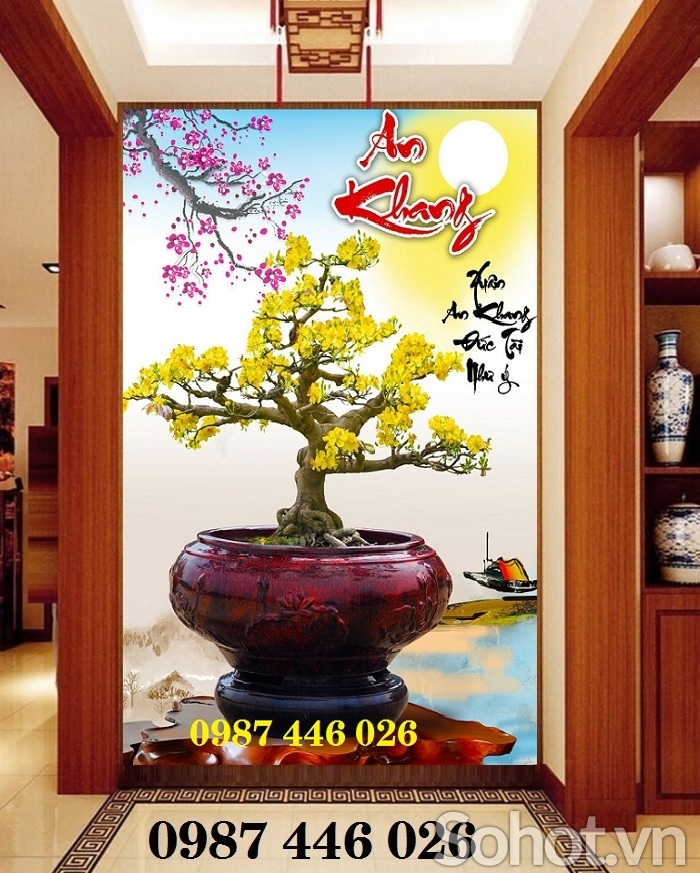 Tranh gạch men hoa mai vàng HP9822