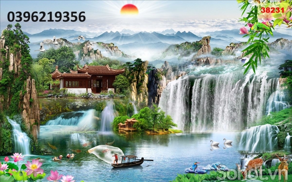 Tranh gạch đẹp 3d sơn thủy