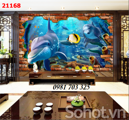 Gạch tranh 3D cá heo