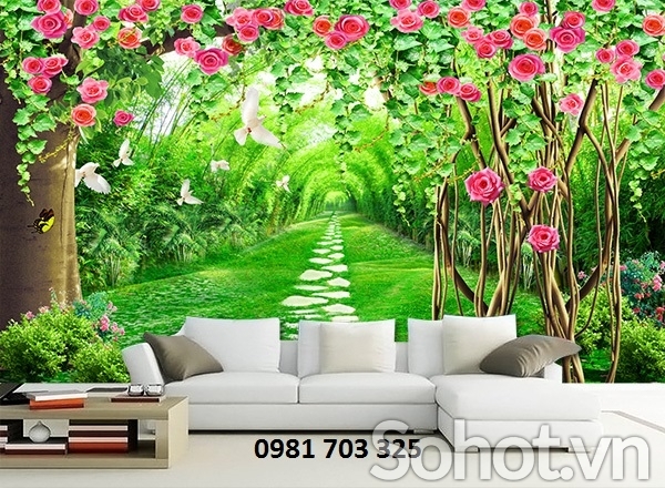 Gạch tranh 3D- tranh vườn hoa