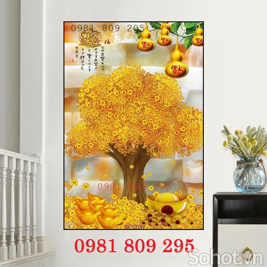 Tranh gạch cây kim tiền H976