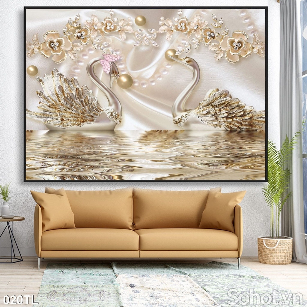 Tranh gạch 3D hoa trang trí phòng