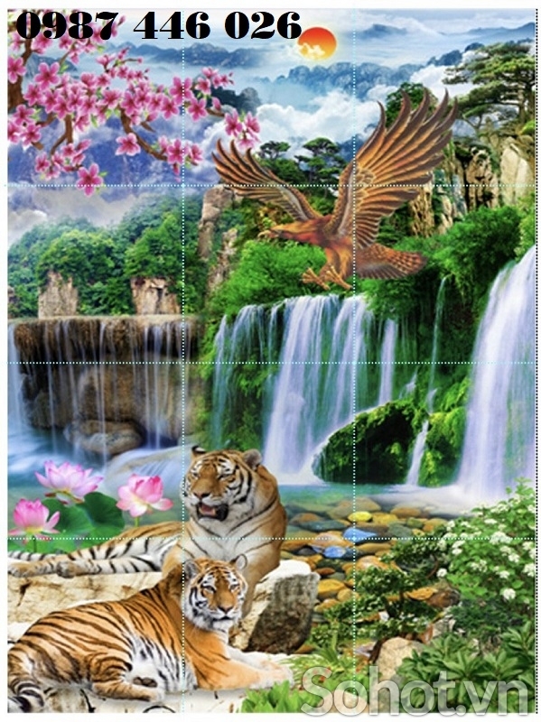 Tranh gạch men long hổ tranh đấu HP722