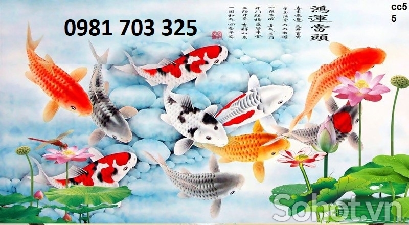 tranh gạch men phong thủy- tranh cá chép