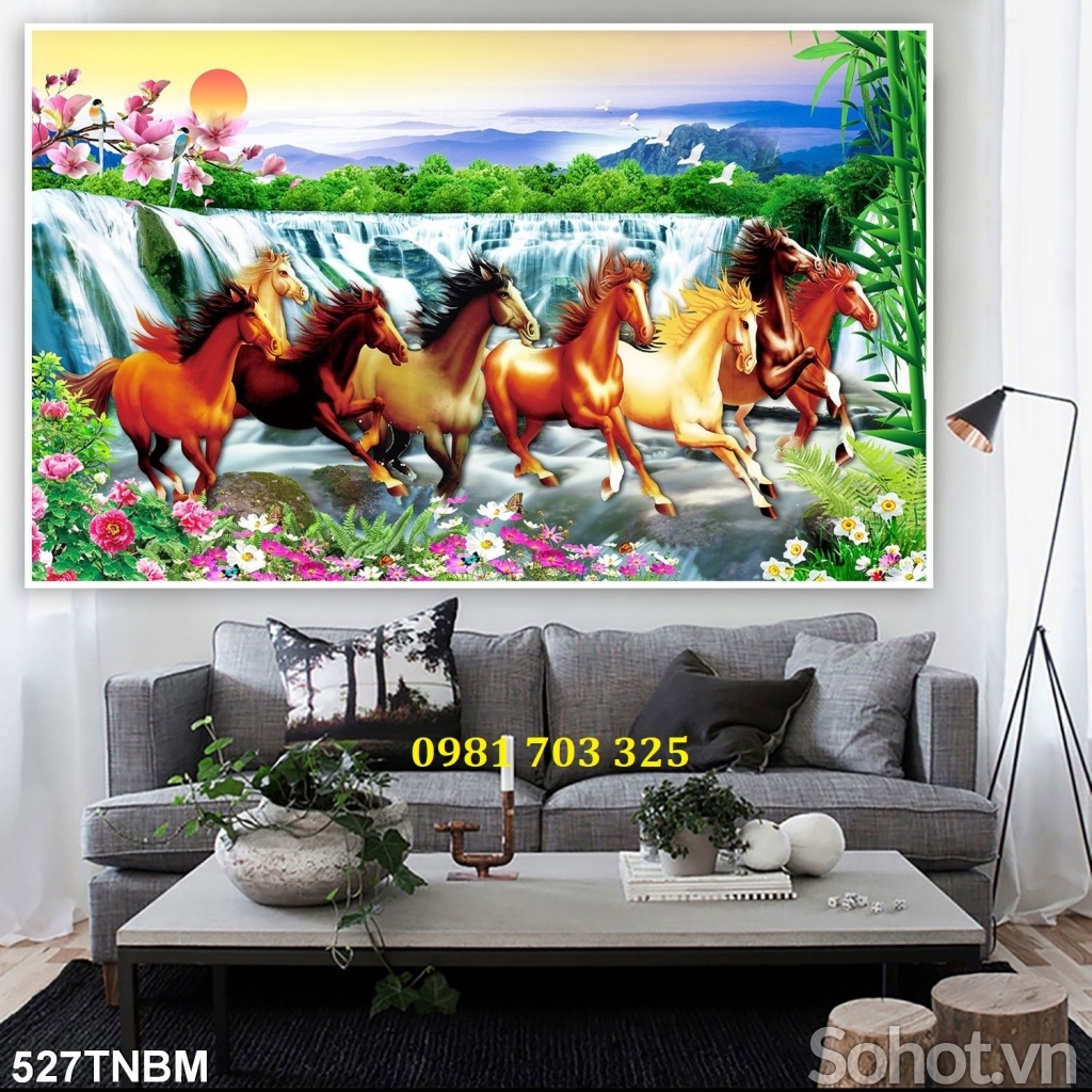 Gạch tranh mã đáo thành công dán tường