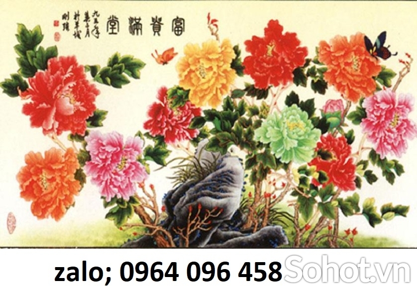 Tranh gạch 3d hoa mẫu đơn - 432ZXC