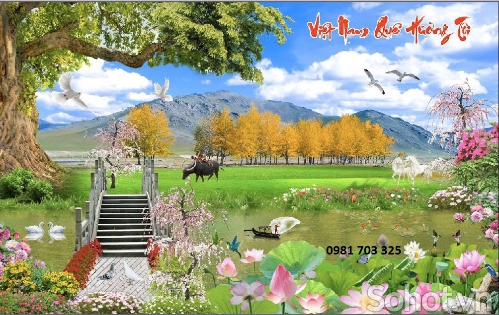 Gạch tranh 3D- tranh vườn hoa