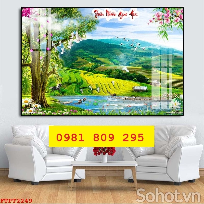 Tranh gạch  làng quê , gạch ruộng bậc thang