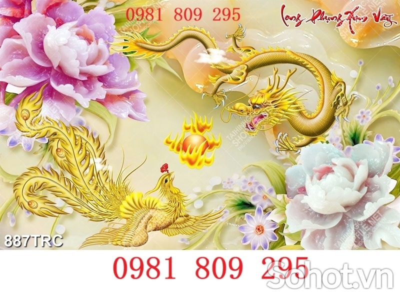 Tranh ốp tường 3d , gạch tranh rồng vàng mới
