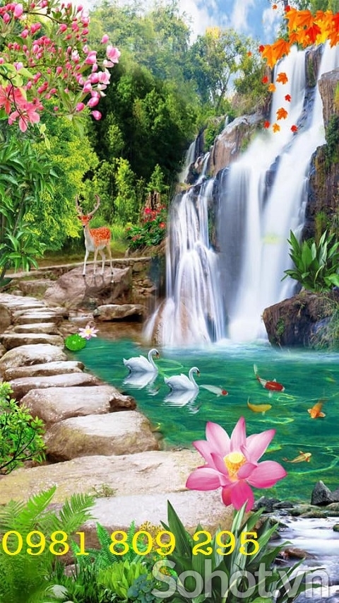 Mẫu tranh phong cảnh khổ đứng- gạch tranh