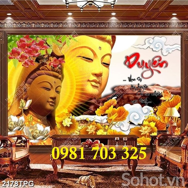 Tranh Phật ốp phòng thờ, gạch tranh 3D