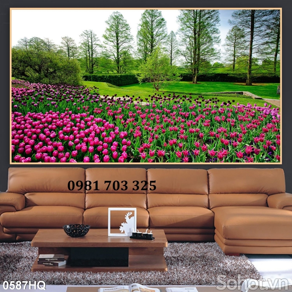 Gạch tranh vườn hoa đẹp ốp tường