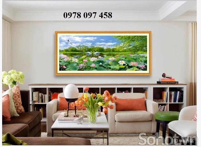 Tranh gạch men 3D - tranh hoa sen