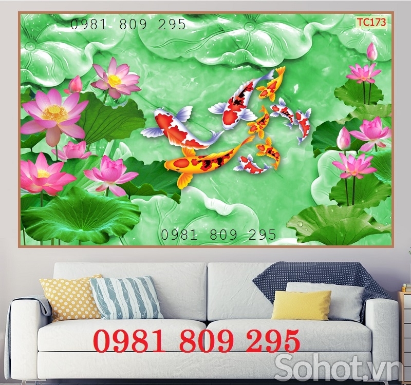 Tranh gạch men ốp tường cá chép GF76